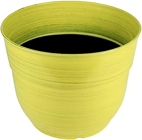 Garden Elements Indoor/Outdoor Glazed Brushed Happy Plastic Planter, Large, Bright Yellow, 15" (Pack of 2) - Image 4