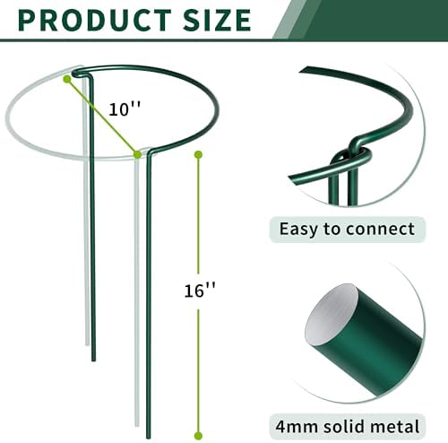 10 Pack Peony Cages and Supports, 10" (W) x 16"(H) Plant Support, Heavy-Duty Metal Plant Support Stakes, Plant Stakes for Outdoor & Indoor Plants, Perfect for Flowers and Vegetable - Image 2