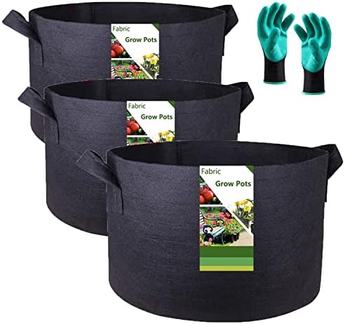 3-Pack 50 Gallon Thickened Plant Grow Bags Large (30x16 in) Heavy Duty Fabric Plant Pots Garden Bag for Potato,Tomato Planter,Herbs Veggies Planting,Flower Pots,Barrel Planter,Leaf Bag,Yard Waste Bags by TespherCreationsforGardeningYardWorkandLawnsCareOutdoorActivitiesRVCampingTrips