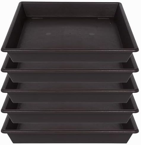 NIMYAU Square Plant Saucer 10 Inch 5 Pack, Plant Stand Flower Pot No Holes, Plant Trays for Pots Heavy Duty Plastic Plant Saucers for Indoors Outdoors Plant Lover Gardening Gifts by NIMYAU