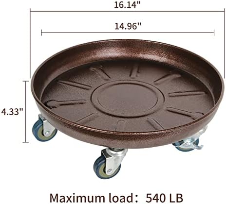 Plant Caddy with Wheels 16 Inch 3 Pack, Heavy Duty Metal Plant Stand & Dolly with Lockable Casters, Holds 230 lbs for Indoor Outdoor Large Flower Pots, Bronze - Image 2