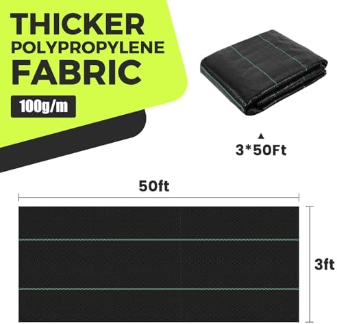 Weed Barrier Fabric Landscape Driveway Fabric Heavy Duty Garden 3ft x 50ft Landscaping Fabric Outdoor Weed Mat Weed Control Gardening Mat Geotextile Fabric - Image 6