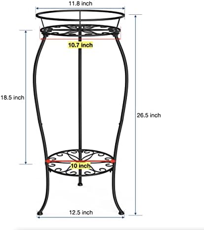 FaithLand 2 Tier Tall Black Metal Plant Stand Indoor Outdoor, 26.5", 2 Pack - Image 6