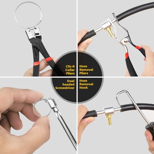 BETOOLL 9pc Hose Clamp Pliers, with Flexible Wire Long Reach Hose Clamp Clic R Type Swivel Jaw and Flat Band Pliers for Coolant Radiator Heater/Water Hose (Black) - Image 5