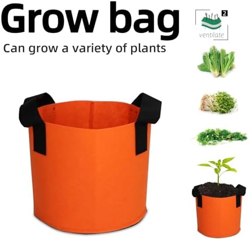 Grow Bags,Growing Pot Bags Garden Grow Bag Indoor Outdoor Fabric Aeration Plant Pot Container Flower Vegetable Pouch (Dark Orange,2 Gallon) - Image 2