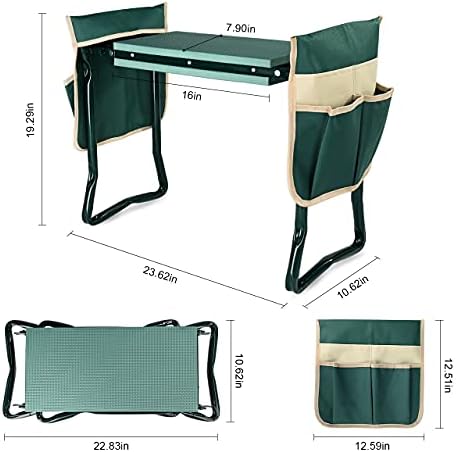 KVR Upgraded Garden Kneeler and Seat with Thicken & Widen Soft Kneeling Pad,Heavy Duty Foldable Gardener Stool with 2 Tool Pouches,Gardening Gifts for Women Mom Men Seniors¡­… - Image 3