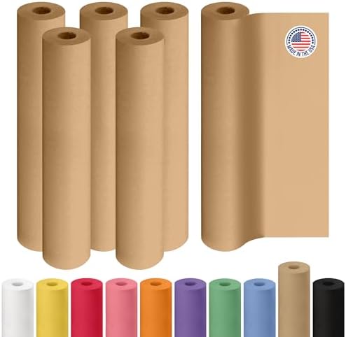 Brown Paper Roll 18" x 1800" (150 feet), Pack of 6 - USA-Made 50lb Thick Kraft Paper for Packing, Moving, Shipping, Wrapping, and Crafts/Arts - 100% Recycled Natural Material by IDL Packaging by IDLPackaging