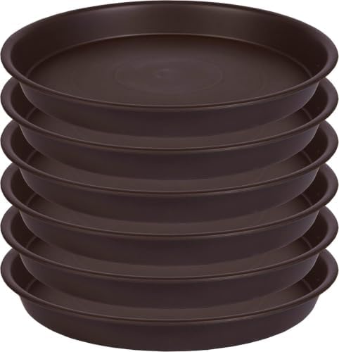 6 Pack of 10 inch Plant Saucer Dark Brown, Heavy Duty Plastic Plant Saucer 10 inch Round, Flower Plant Saucers for Indoors, Plant Trays for Planter 8"/9"/10" (10", Dark Brown) by Bleuhome