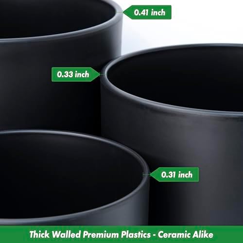D'vine Dev 3-Pack Plastic Pots & Saucers, 10/12/14 in, Black, 74-V-B-6 - Image 5