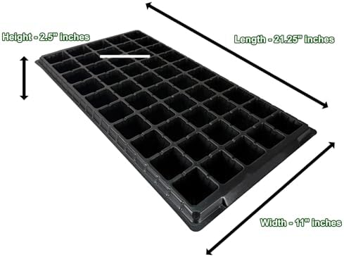 Green Oasis 50-Cell Seed Starter Trays - Heavy Duty Plastic Nursery Propagation Trays with Drainage Holes, Reusable, Fits Standard 1020 Flat Trays, Black (25) - Image 4