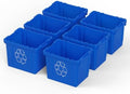 14 Gallon Rectangular Blue Recycling Bin | 6 Pack | Inside Outside Curbside | Stackable Box for Paper Plastic by Regal+Altair