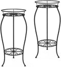 FaithLand 2 Tier Tall Black Metal Plant Stand Indoor Outdoor, 26.5", 2 Pack by FaithLand