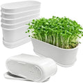 5 Set Window Herb Planter Box Rectangular,8.5x3.5 Inch White Plastic Planters with Multiple Drainage Holes and Trays,Indoor Succulent Cactus Mint Flower Pot for Windowsill,Garden Balcony by Unknown