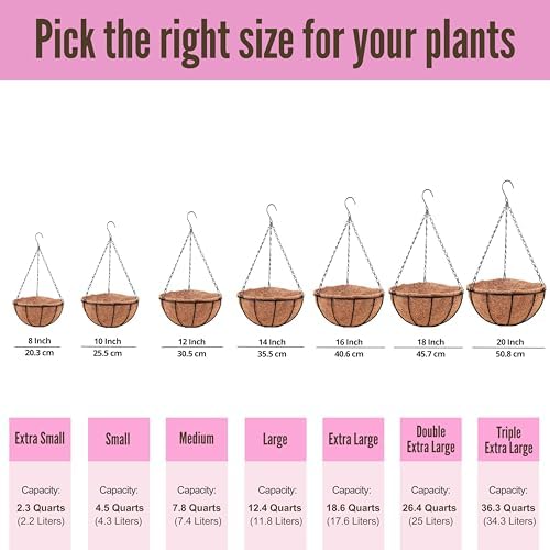 LaLaGreen Hanging Baskets (16 in, 4 Pack) Black Outdoor Coco Liner Planters - Image 3