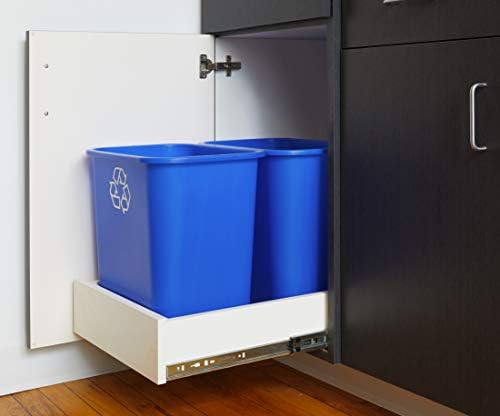 United Solutions 7.7 Gallon Recycling Wastebasket, 2 Pack, Blue, Under Desk - Image 3