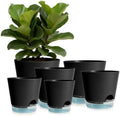 GARDIFE 2026 Upgraded Self Watering Plant Pots with Drainage Hole, 7/6.5/6/5.5/5/4 Inch Flower Planting Containers for House Plants, African Violet, Flowers, Cactus (Black, 7+6.5+6+5.5+5+4 inch) by GARDIFE