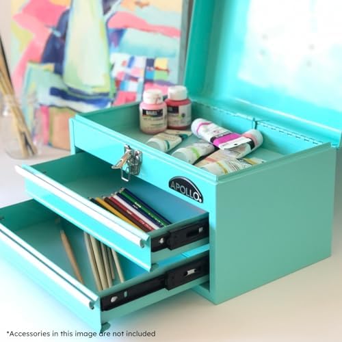 Apollo Tools 14 Inch Steel Tool Box, Aqua Green DT5010-GR - Image 3