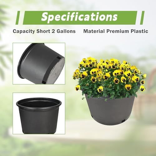 HOSTIC Short 2 Gallon Plastic Plant Container Gallon Pots with Drainage Holes Flexible Nursery Pot Suitable for Indoor Outdoor Vegetables Flowers Plants 10 PCS - Image 3