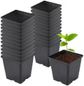 1/2 Gallon Square Nursery Pots 24PCS Black Thick Durable Plastic Flower Pots with Drainage Holes, Reusable Seedling propogation Starter Pots for Indoor Plants, Transplanting, Succulents by TopoGrow