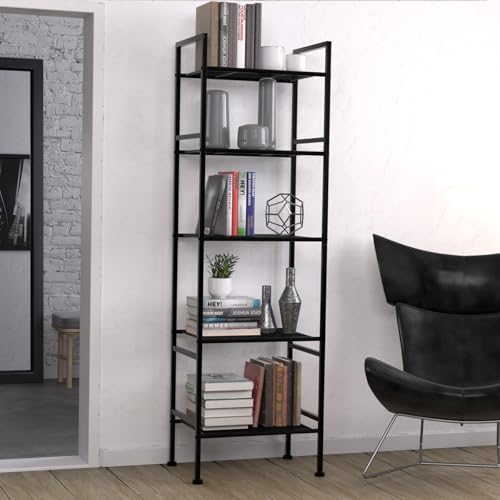 SUNLPH 5-Tier Wire Shelving Metal Rack Shelves, Standing Storage Shelf Units Flat for Laundry Bathroom Kitchen Pantry Closet Organization (Black, 16.9" L x 12.2" W x 53.4" H) - Image 2