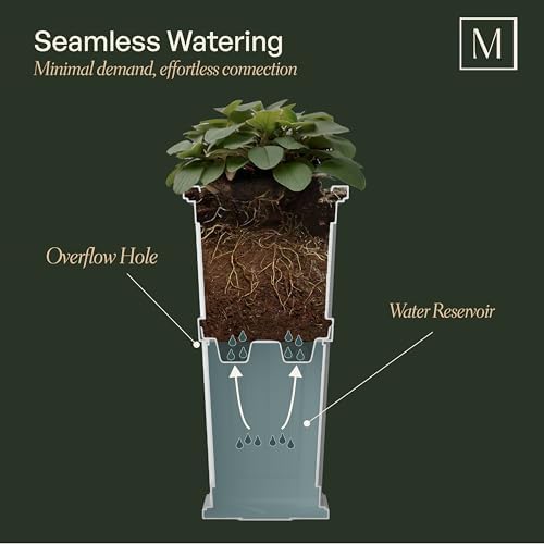 Mayne Fairfield 28in Self-Watering Tall Square Planter, Graphite Grey - Image 2