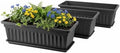 GREANER Rectangle Planters for Indoor Plants, 3 Pack Long Outdoor Plastic Flower Boxes Vegetable Growing Pots 16.9x7.48 Inch with Tray for Garden Balcony Windowsill House DIY - Black by GREANER