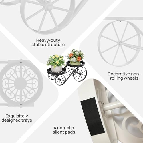 Cute Plant Stand Indoor Outdoor 2-Tier Metal Heavy Duty Flower Pot Holder - Image 6