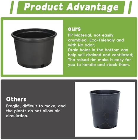 HOSTIC Short 2 Gallon Plastic Plant Container Gallon Pots with Drainage Holes Flexible Nursery Pot Suitable for Indoor Outdoor Vegetables Flowers Plants 10 PCS - Image 5