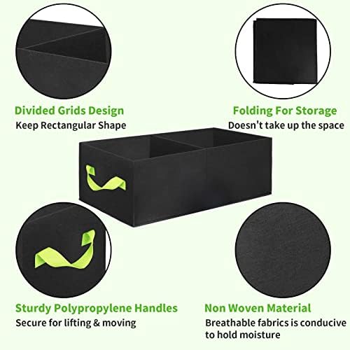 2 Pack Plant Grow Bags,ANGELIOX 2-Grids Rectangle Grow Bag,10 Gallon Heavy Duty 400G Fabric Garden Bed, Square Nonwoven Flower Planter Containers for Vegetable ,Flowers,Fruit/Growing Pots with Handles - Image 4