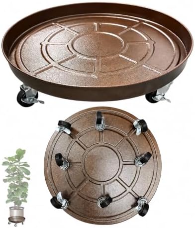 20" Metal Rolling Plant Caddy with Wheels, Indoor Outdoor, 2-Pack Bronze by TADPOLEBABY