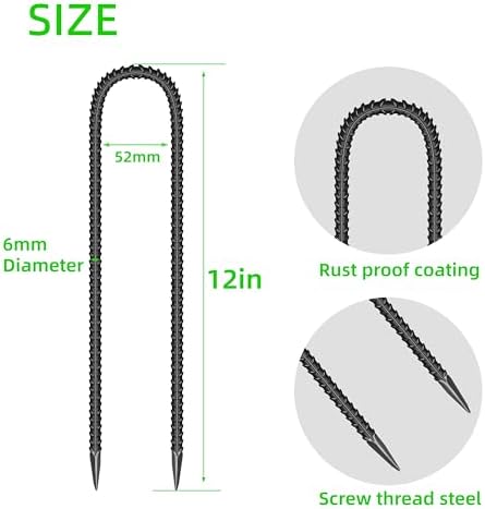 22 Pcs 12-Inch Garden Ground Stakes Galvanized Steel U Shape Hook Staple - Image 2