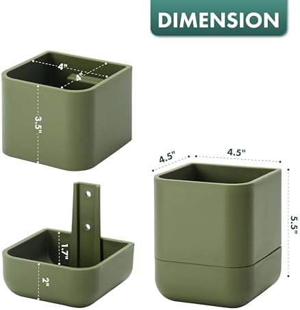 Phoenix Vine 4.5 Inch Wall Mounted Self-Watering Planter Pot for Indoor Houseplants and Herbs | Hanging Planter for Window Sills, Bathroom Walls, Home & Office Décor, Olive, Set of 1, 01-B-F-1 - Image 3
