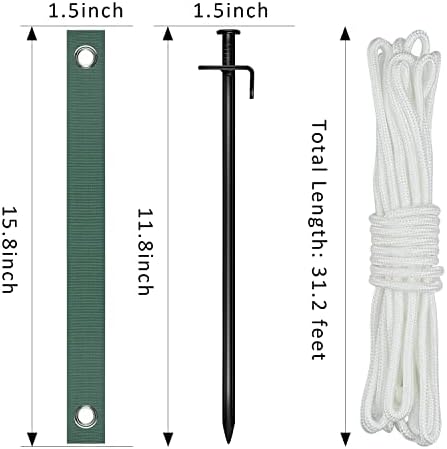 Heavy Duty Steel Tree Support Kit, Tree Stake Kit for Newly Planted Trees Against Bad Weather, Include 6 PCS Tree Straps for Staking, 6 PCS Tree Stakes and 2 PCS Rope of 31.2 FT for Anchoring (2) - Image 6