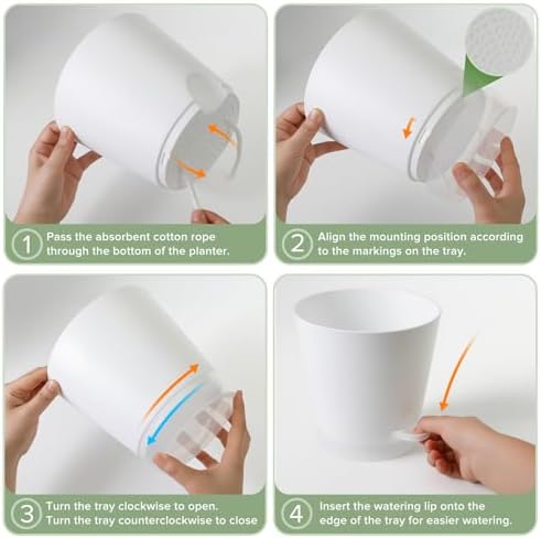 GARDIFE 2026 Upgraded Self Watering Plant Pots with Drainage Hole, 7/6.5/6/5.5/5/4 Inch Flower Planting Containers for House Plants, African Violet, Flowers, Cactus (White, 7+6.5+6+5.5+5+4 inch) - Image 3