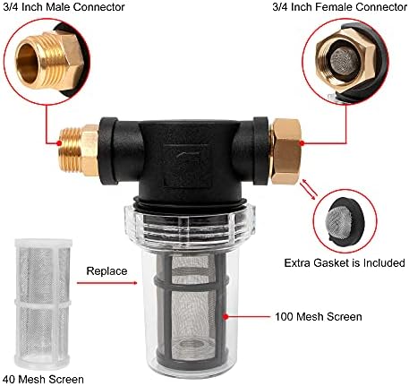 BEETRO Garden Hose Filter for Pressure Washer Inlet Water, Sediment Filter Attachment, with 100 Mesh and 40 Mesh Screen, 3 Sets - Image 3