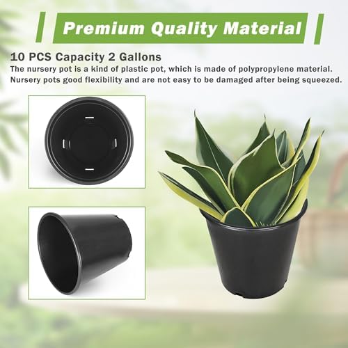 HOSTIC 2 Gallon Flexible Nursery Pots 10 PCS Gallon Pot with Drainage Holes - Image 3