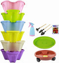 6 Tier Stackable Vertical Planter Set -Stacking Flower Pot Tower with Strawberry Seeds and Garden Tool Set and Watering Can, Ideal for Growing Strawberries, Herbs, Vegetables, Flowers, Indoor by Unknown