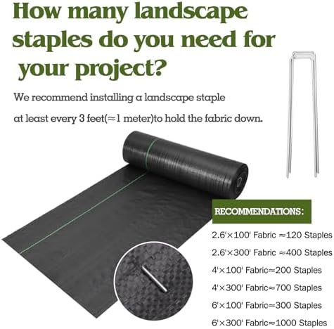 HongWay 6FT x 100FT Weed Barrier Fabric, Landscape Fabric with 40 Staples - Image 7