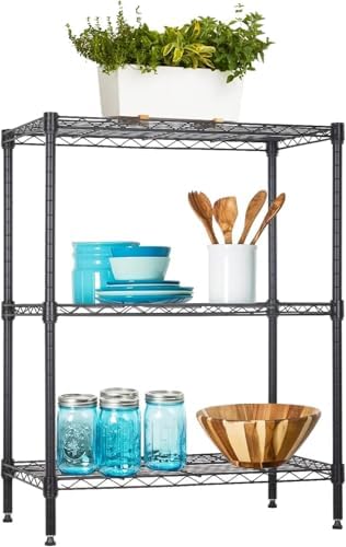 Meet perfect 3-Tier Wire Shelving Unit, 450 lb, 13.2 x 23 x 30.2 in, Black - Image 3
