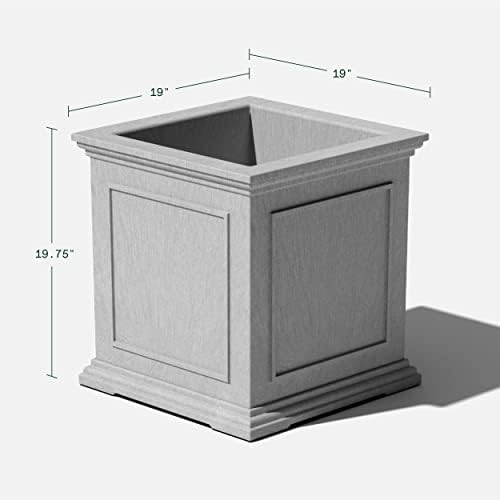 Veradek Brixton Series Cube Plastic Planter - Square Planter for Indoor or Outdoor Patio/Front Porch | Durable All-Weather Use w/Drainage Holes | Classic Estate Design for Flowers, Tall Plants, Trees - Image 2