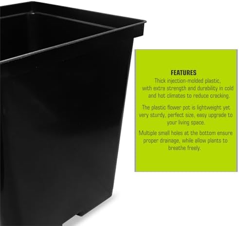 1/2 Gallon Square Nursery Pots 48PCS Black Thick Durable Plastic Flower Pots with Drainage Holes, Reusable Seedling propogation Starter Pots for Indoor Plants, Transplanting, Succulents - Image 7