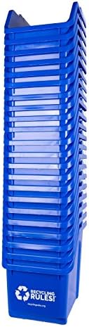 Recycling Rules! 6 Gallon Stackable Recycling Bin Container in Blue, Eco-Friendly Handy Recycle Bin with Easy-to-Carry Handle, 20-Pack by RecyclingRules