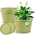 10-inch-Planters-for-Outdoor-Plant，Plastic Indoor Flower Pots with Drainage Holes & Saucer，4 Packs Decorative Garden Pots for Plant for Home Porch Decor by FlowyypoPlantPot