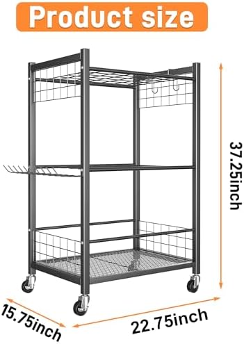 TORACK Garden Tool Stand with Wheels, Rakes Shovels Holder Yard Tools Organizer for Garage, Garden, Shed Indoor/Outdoor Long-Handled Tools Cart(Tool stand) - Image 3