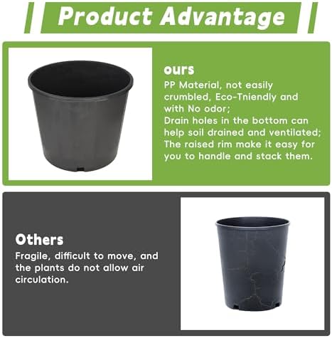 HOSTIC 3 Gallon Flexible Nursery Pots Gallon Pot with Drainage Holes Plastic Plant Container Suitable for Indoor Outdoor Vegetables Flowers Plants 10 PCS - Image 5