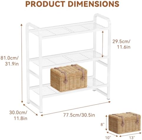 3 Tier Simple Shelf Organizer for Indoor Outdoor, Waterproof Heavy Duty Steel Shelving Unit Plant Stand for Living Room Bathroom Balcony Garden, Easy Assemble, White - Image 2