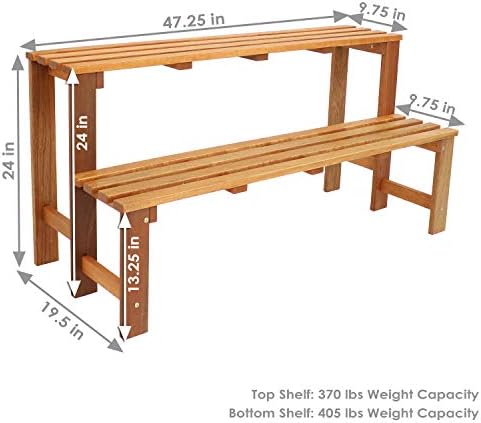 Sunnydaze 2-Tier Wooden Plant Stand for Indoor or Outdoor Use, 47” W - Image 5