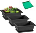 GROWNEER 3 Pack 6.5 Inch Bonsai Pots with Drainage Trays & 1 Repotting Mat by GROWNEER