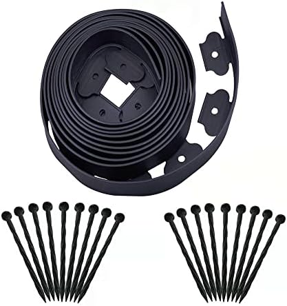Garden Edging，20ft Landscape Edging with 20 Spikes for Lawn 2 Inch Tall(Black, 20FT) by YANEYRIE