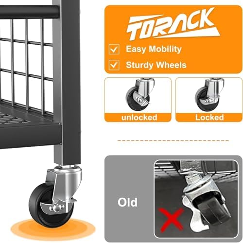 TORACK Garden Tool Stand with Wheels, Rakes Shovels Holder Yard Tools Organizer for Garage, Garden, Shed Indoor/Outdoor Long-Handled Tools Cart(Tool stand) - Image 6